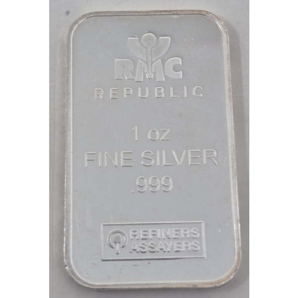 1 Oz .999 Silver RMC Refiners Bar 