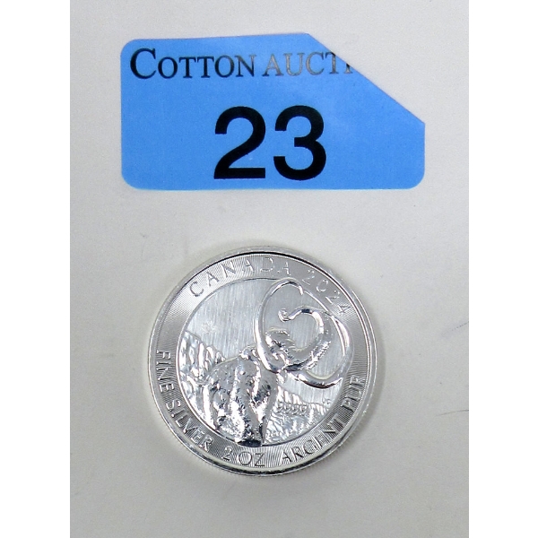 2 Oz .9999 Silver 2024 Woolly Mammoth Coin