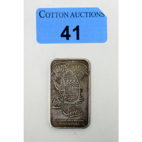 Vintage 1 Oz .999+ Silver 1990 Happy Easter Bar