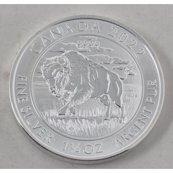1 1/4 Oz .9999 Silver 2022 Bison Coin 