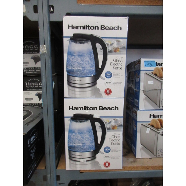 2 Hamilton Beach 1.7 L Glass Electric Kettles 