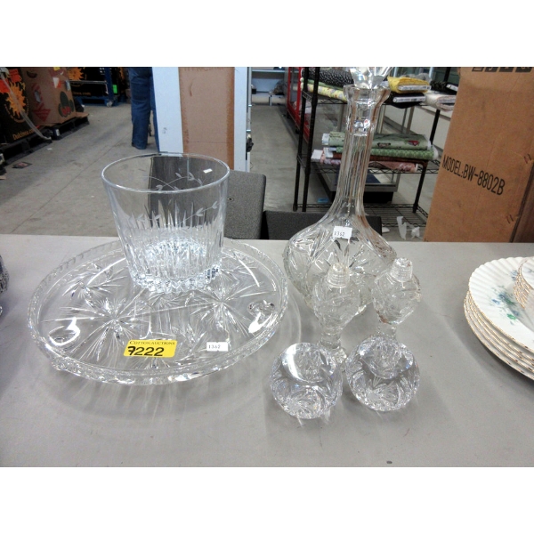 7 Pieces of Crystal Table Ware - Majority is Pinwheel