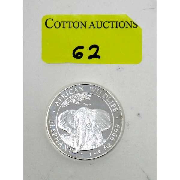 1 Oz .9999 Silver African Elephant Wildlife Coin 