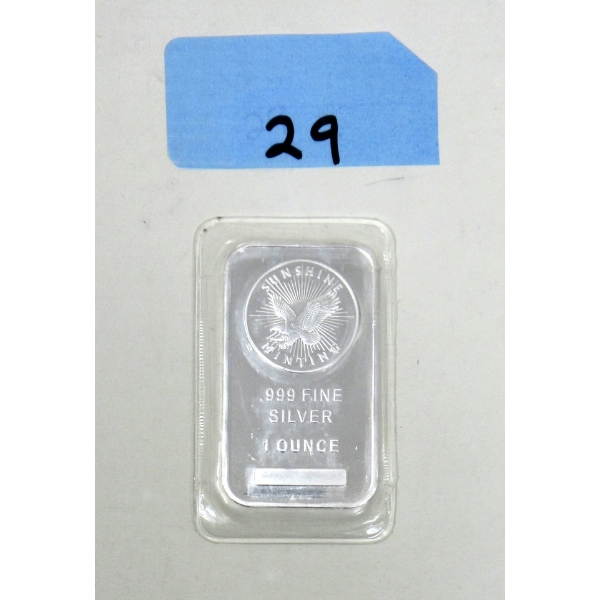 1 Oz .999 Silver Sunshine Minting Bar 