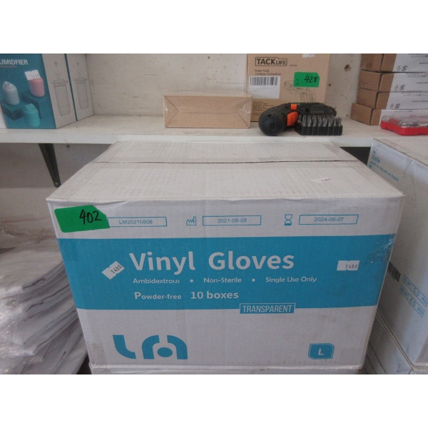 Case of Powder-Free Vinyl Gloves - Large