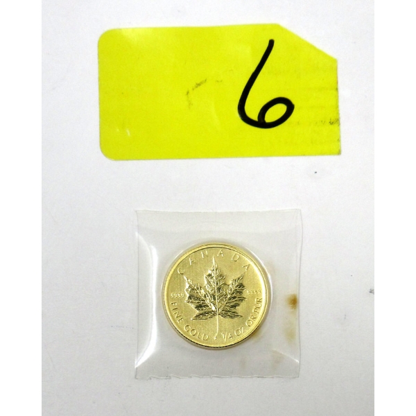 1/4 Oz .9999 Fine Gold 2014 Maple Leaf Coin 