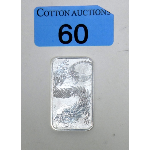 1 Oz .9999 Silver 2023 Year of the Dragon Legal Tender Bar 