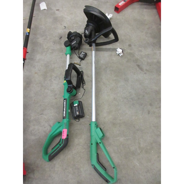 2 Cordless Weed Trimmers with 1 Battery & Charger