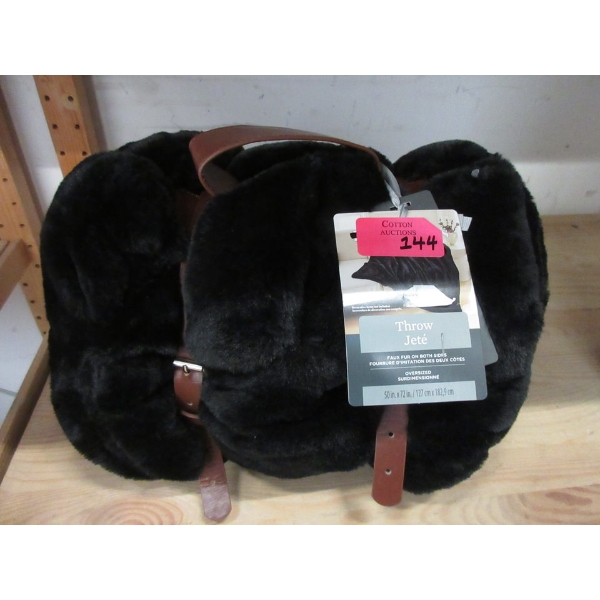 Black Faux Fur Throw Blanket 