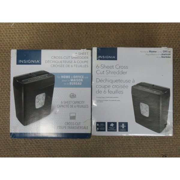 2 Insignia 6-Sheet Cross-Cut Paper Shredders
