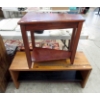 Image 1 : TV Bench and Angled End Table - Preowned