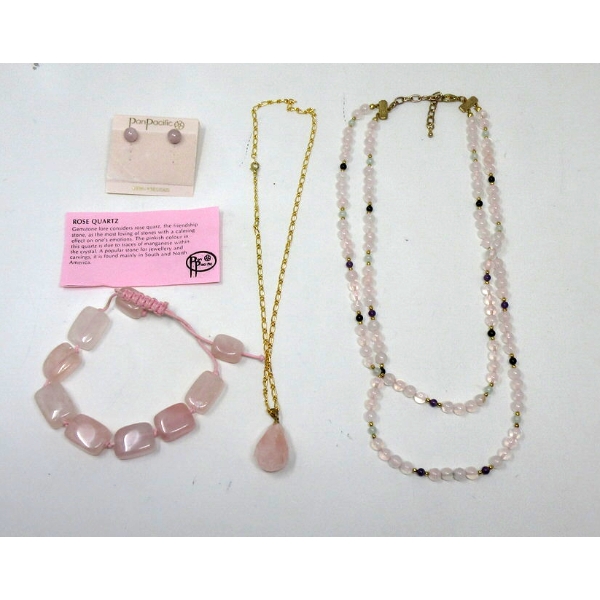 4 Piece Lot of Rose Quartz Jewelry 