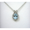 Image 1 : Blue Topaz & Diamond Sterling Silver Pendant 