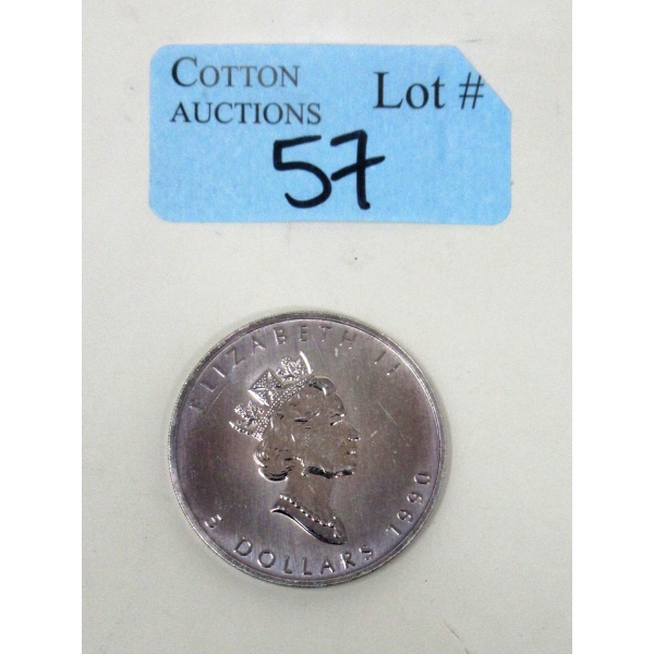 1 Oz .9999 Silver 1990 Canada Maple Leaf Coin 