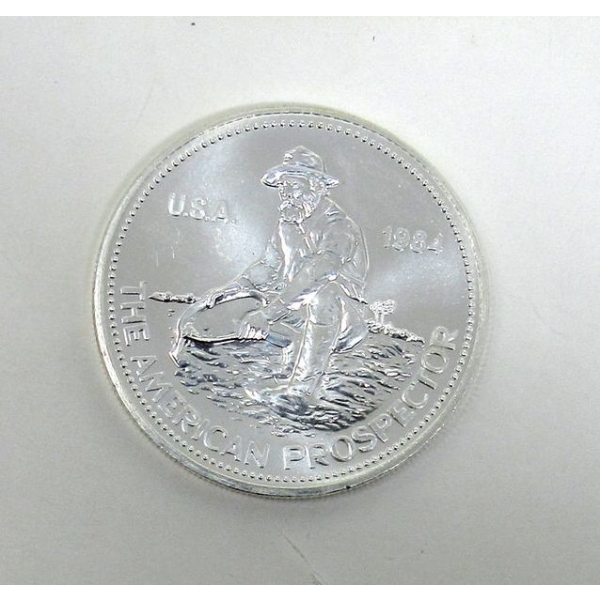 Vintage 1 Oz .999 Silver 1984 Prospector Round 