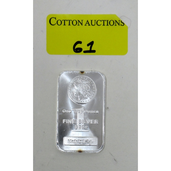 1 Oz .999+ Silver Morgan Head Bar