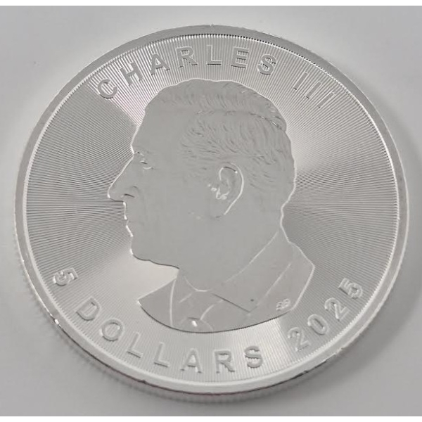 1 Oz .9999 Silver 2025 Canada Maple Leaf Coin 