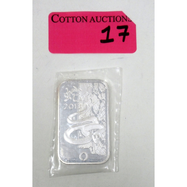 1 Oz .999 Silver Year of the Snake Bar 