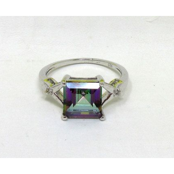 Mystic Topaz & Diamond Princess Cut Ring