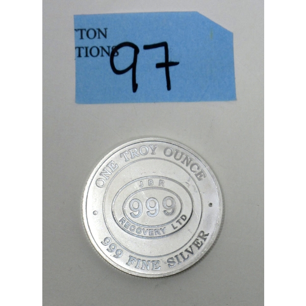 1 Oz .999 Silver JBR Ethically Sourced Round 