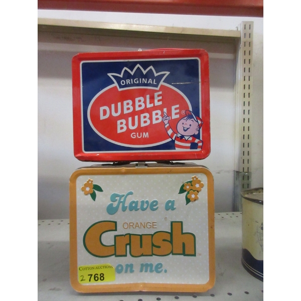 Vintage Metal Dubble Bubble & Orange Crush Lunch Box