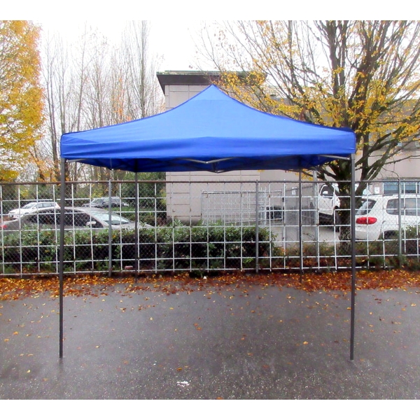 New 10' x 10' Blue Pop-Up Canopy - Black Metal Frame