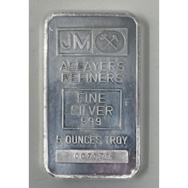 5 Oz Johnson Matthey .999 Silver Bar 
