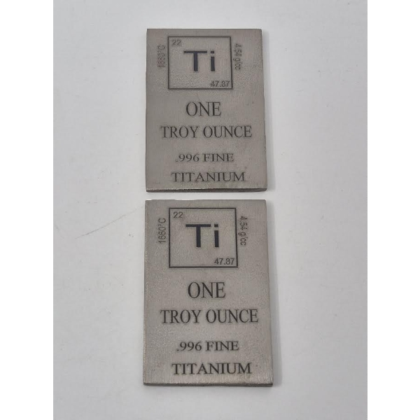 2 x 1 Oz .996 Fine Titanium Bars