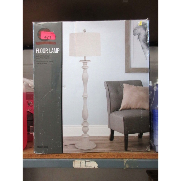 Floor Lamp with Weathered White Finish