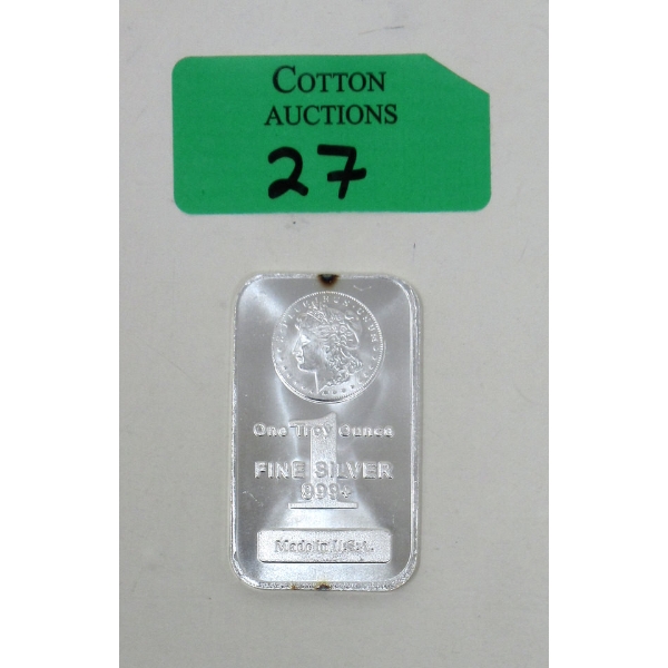 1 Oz .999+ Silver Morgan Head Bar