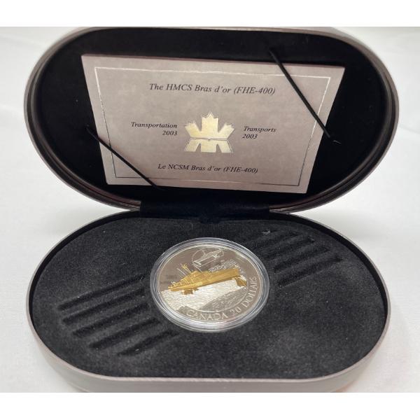 2003 .925 Sterling Silver 1 Oz HMCS Bras D'or Coin 