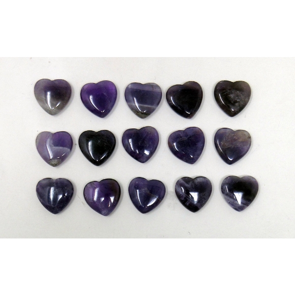 15 Polished Amethyst Gemstone Hearts