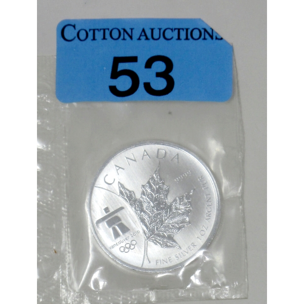 1 Oz .9999 Silver 2008 Vancouver 2010 Olympic Privy Maple Leaf Coin 