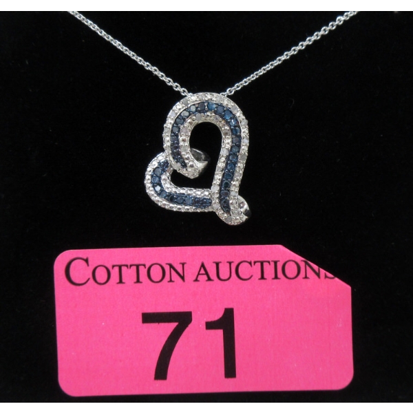 Half Carat Blue & White Diamond Pendant 
