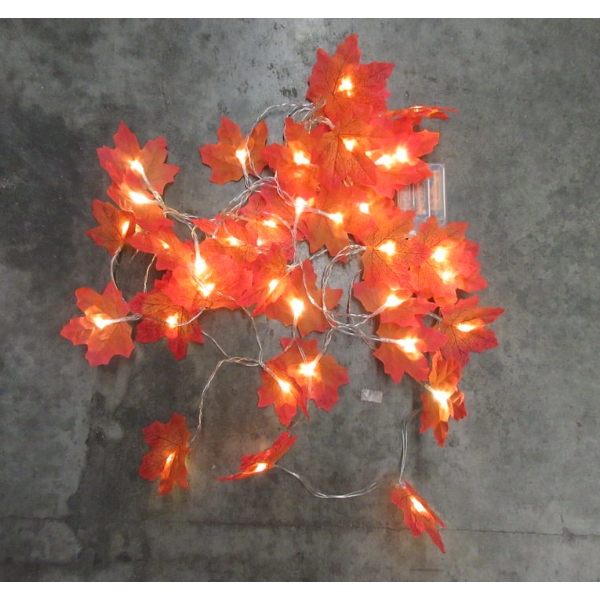 6 New 20' Maple Leaf Light Strings - Battery Operated