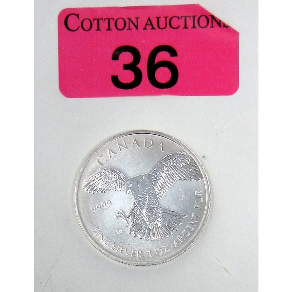 1 Oz .9999 Silver 2014 Peregrine Falcon Coin 