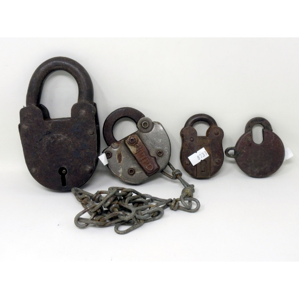 3 Medium & 1 Large Vintage Padlocks 