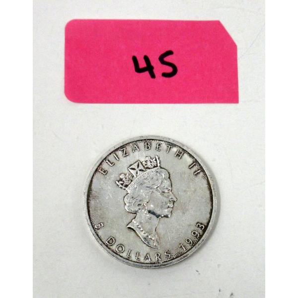 1 Oz .9999 Silver 1993 Canada Maple Leaf Coin 