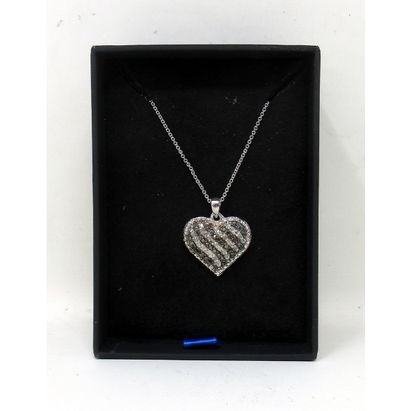 Half Carat Black & White Diamond Heart Pendant 