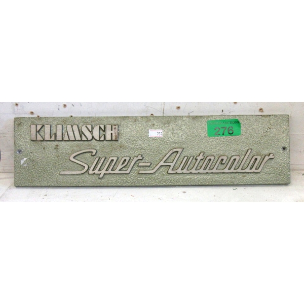 Vintage Metal Klimsch Super-Autocolor Sign - 16  x 5 