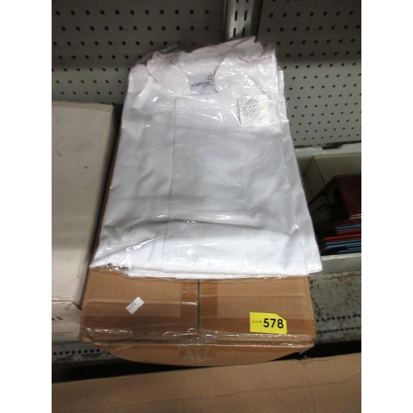 Case of 20 New White Teflon Coated Chefs Jackets	