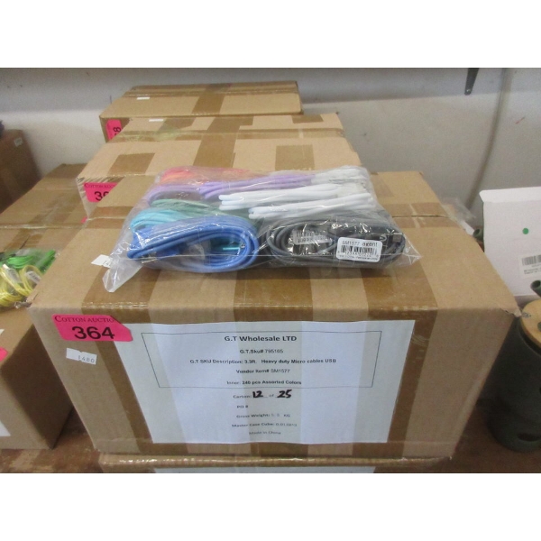 Case of 240 New 3.3' Micro to USB Cables