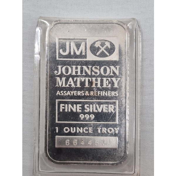 1 Oz .999 Silver Johnson Matthey Bar 
