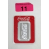 Image 1 : 1 Oz .999 Silver Coca Cola High Relief Bar 