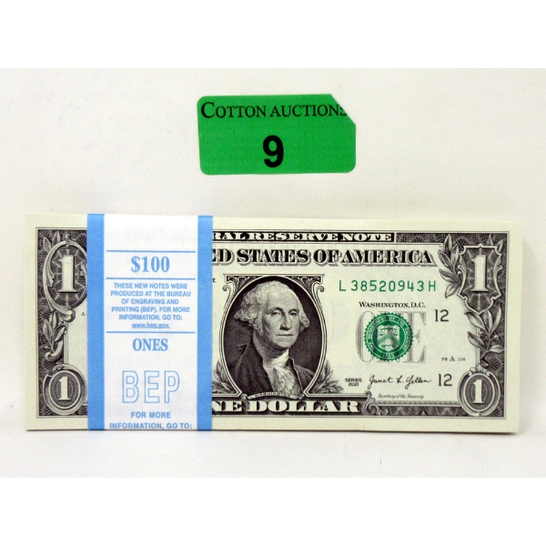 100 x $1 USD Uncirculated Sequentially Numbered Federal Reserve Bundle 