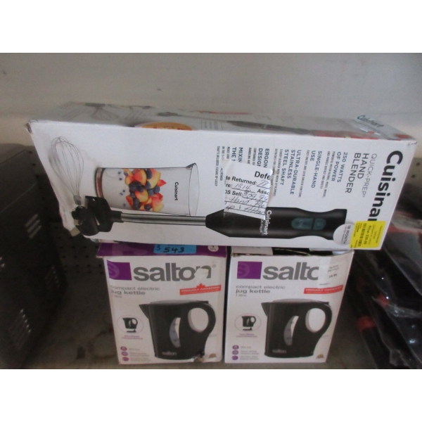 Cuisinart Hand Blender & 2 Salton 1 Litre Kettles