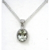 Image 1 : New .925 Silver Green Amethyst Pendant w/ Diamond