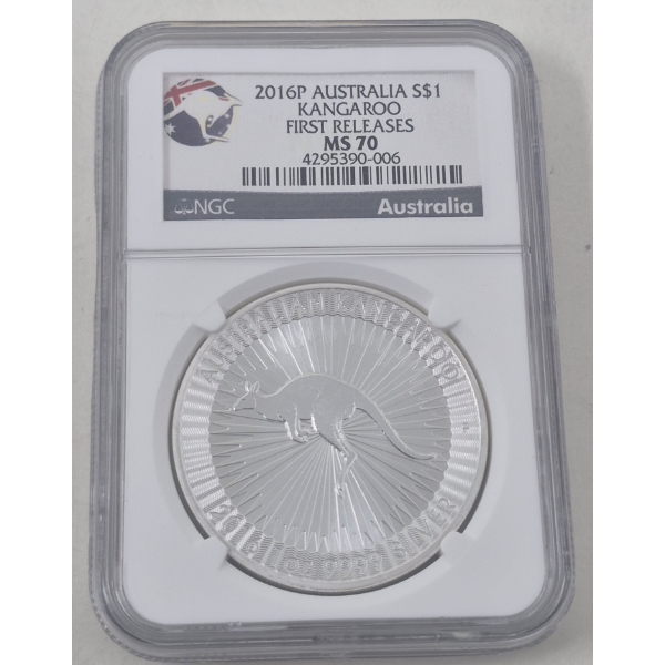 Certified/Graded MS70 1 Oz .9999 Silver Australian Kangaroo Coin 