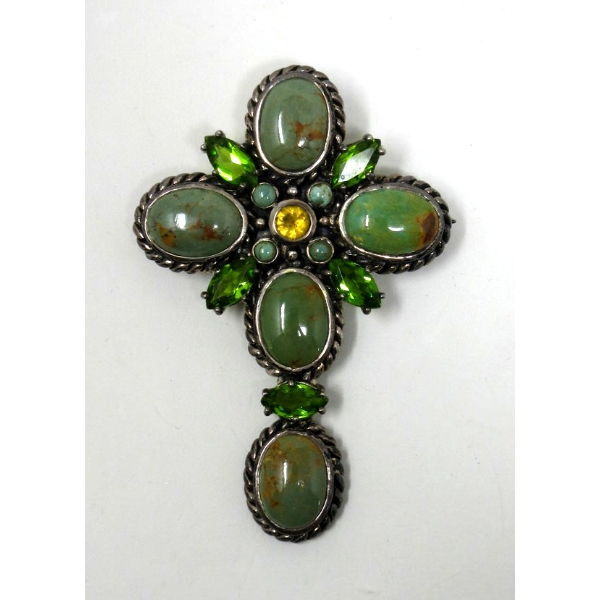 .925 Silver and Gemstone Cross by Barse Thailand