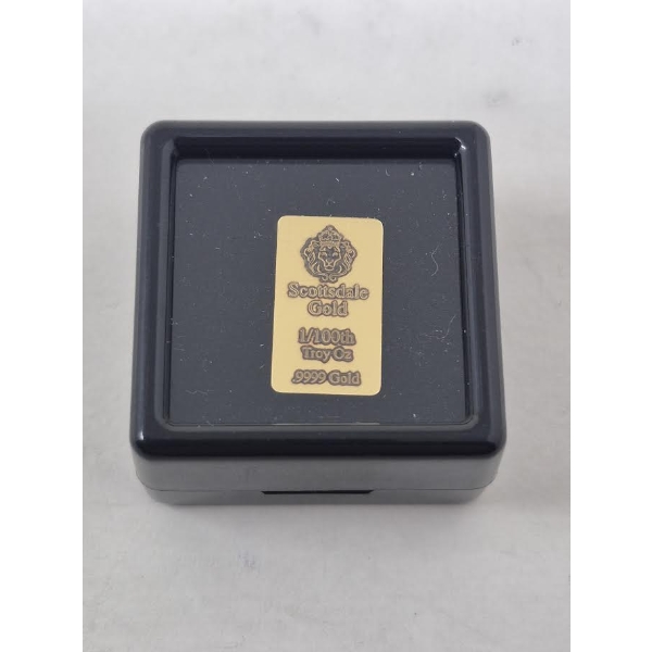 1/100 Oz .9999 Fine Gold Scottsdale Lion Bar
